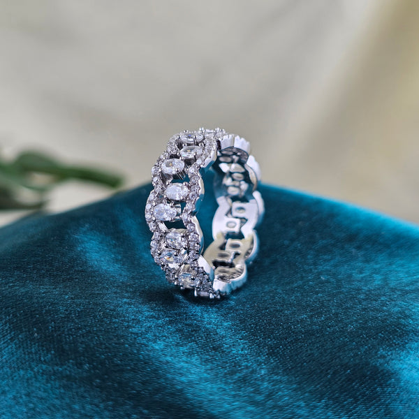 Radiant Halo Eternity Ring – 925 Sterling Silver
