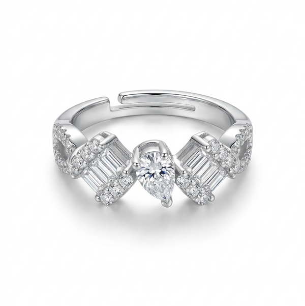 Prism Spark Adjustable Ring – 925 Sterling Silver