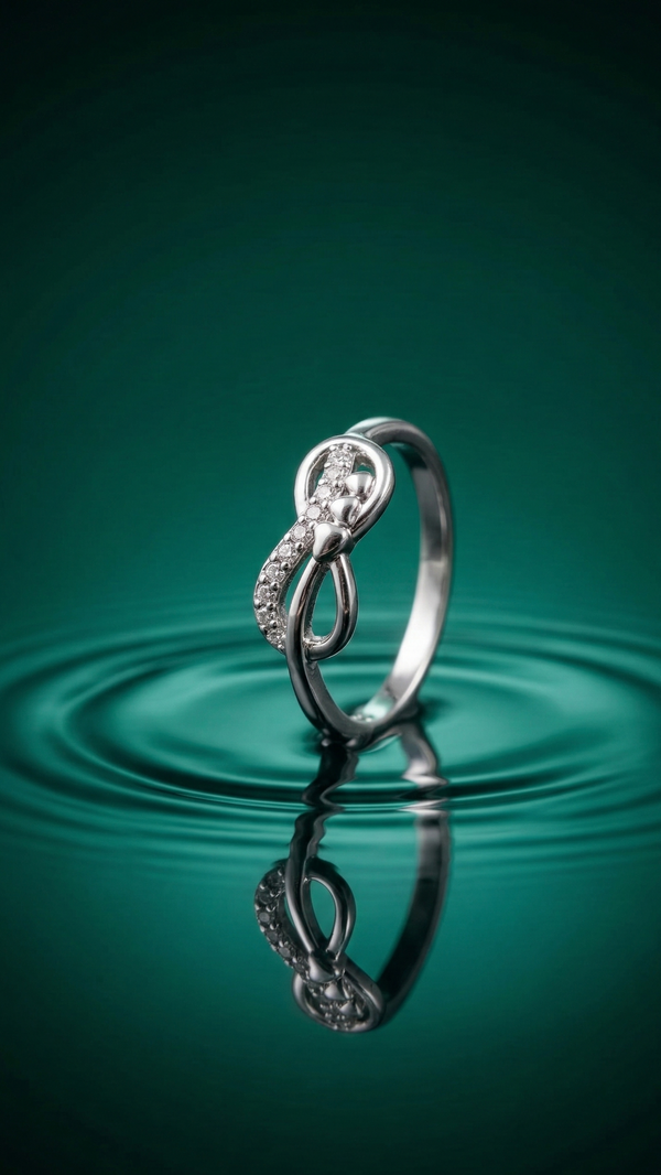 Eternal Knot Crystal Ring – 925 Sterling Silver