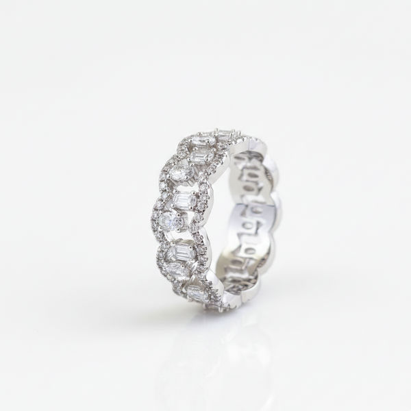 Radiant Halo Eternity Ring – 925 Sterling Silver