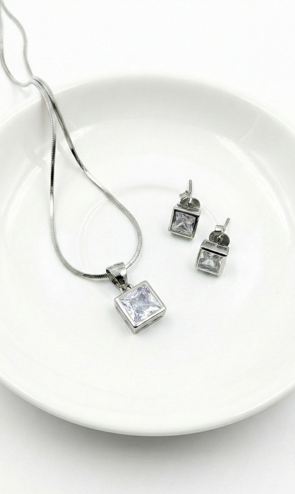 Luxe Square Spark Silver Set