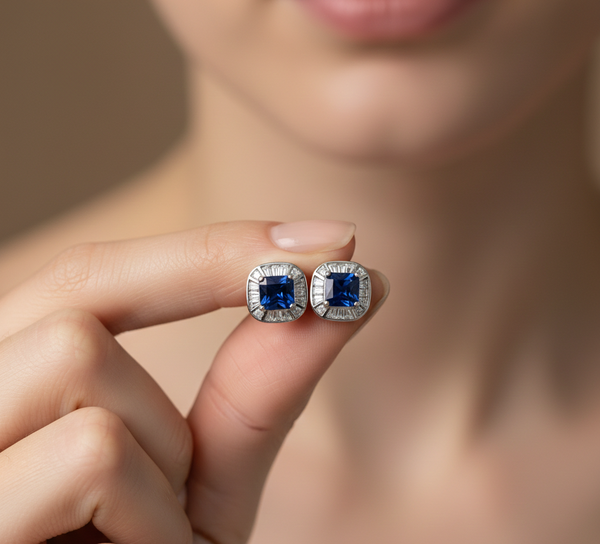 Midnight Aura Sapphire Studs