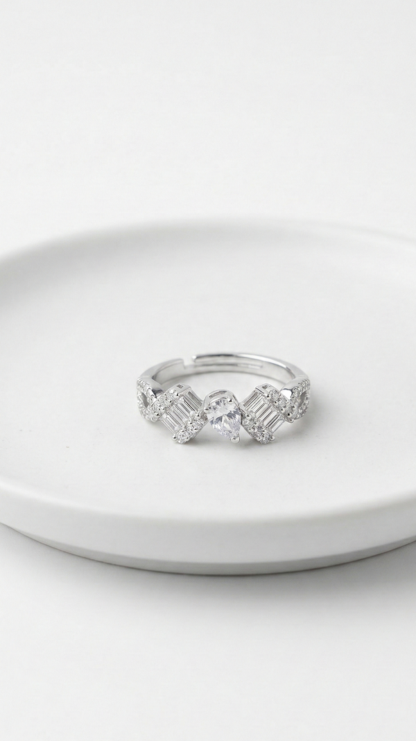 Prism Spark Adjustable Ring – 925 Sterling Silver