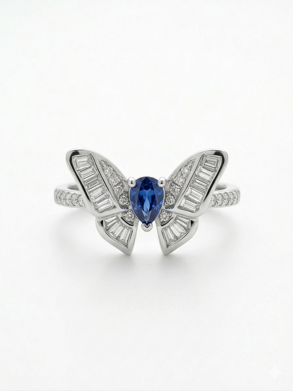BlueFlare Butterfly Ring