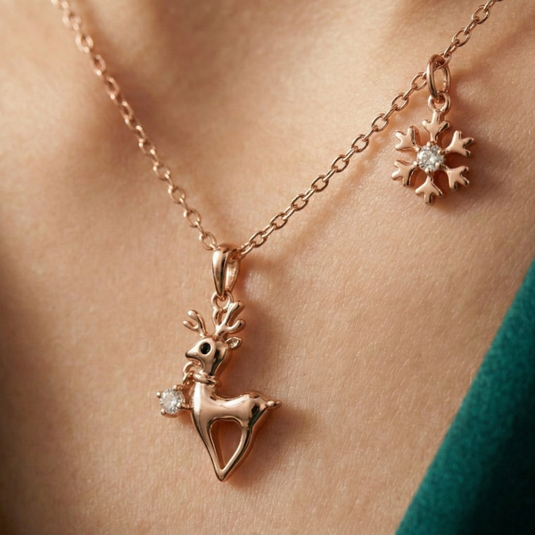 SnowCharm Reindeer Pendant