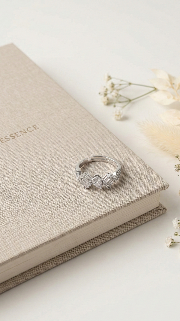Prism Spark Adjustable Ring – 925 Sterling Silver